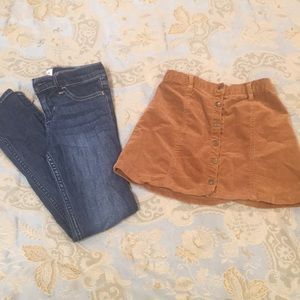 Jegging jeans and skirt